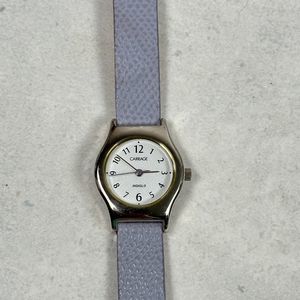 Carriage by Timex Watch Womens 24mm White Dial Purple Band Indiglo New Battery